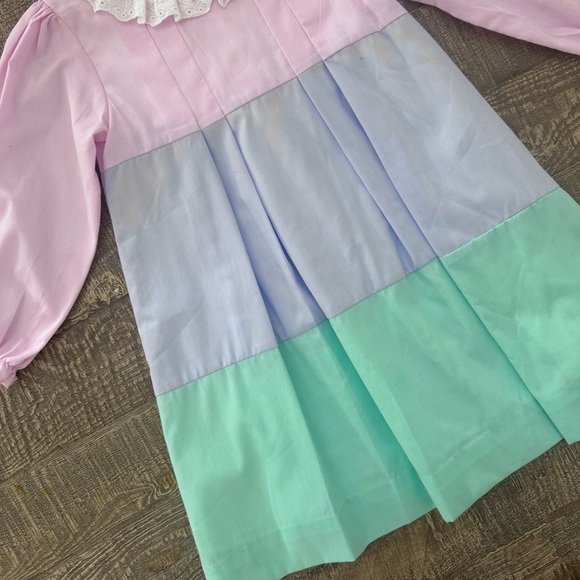 Cecil and Lou Pastel Colorblock Lace Collar Dress Size 4 - Picture 5 of 9